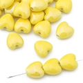 DIY jewelry making supplies featuring bright yellow heart-shaped ceramic beads for necklaces - Yellow