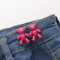 Adjustable rose red bear-shaped waist buckle button for denim jeans styling - Screw Back Large / Rose Red