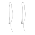 Elegant silver tassel drop earrings with sleek conical pendants on a white background - White K/Silver