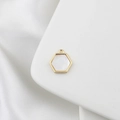 Geometric hexagonal 18k gold pendant with white mother of pearl inlay for jewelry making - Hexagon/Rhombus 13mm