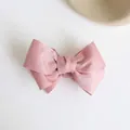 Elegant dusty pink double-layered bow hair clip with textured grosgrain ribbon detail - Pink Double Layer Bow Ponytail Clip