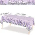 Détail de la nappe rectangulaire en plastique à motif lavande, mesure 137x274 cm - Nappe Lavande