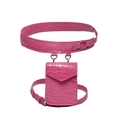 Rose pink crocodile pattern mini waist bag set with adjustable belt for women - Rose Red