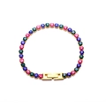 Gold bohemian evil eye tennis bracelet with multi-colored round-cut zircon stones - Colorful Tennis Bracelet (C104)