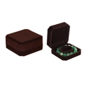 Detail of dark brown velvet jewelry box showing closed and open views with bead bracelet - Deep Brown/Coffee