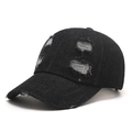 Berretto da baseball in denim nero per bambini con strappi vintage e dettagli sfrangiati - Bambini / Nero