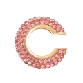 Pink rhinestone C-shaped ear cuff in gold finish without piercing for women - Outer Diameter 1.9cm / KC Gold - Pink (A-873)
