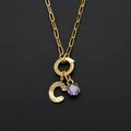 Elegante goudvergulde roestvrijstalen ketting met letter C en paars kristal hanger - Letter C Stijl (Goud) / Goud