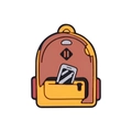 Cartoon backpack silicone bead in brown and orange for DIY children jewelry - Backpack