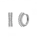Dettaglio macro di orecchini in zircone argento con eleganti riflessi di cristallo - 24K / Argento - Zirconia Trasparente (JQH00138-SS-1)
