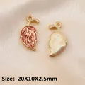 Orange maple leaf enamel pendant with gold-tone metal back for DIY jewelry making - Orange Leaf BK1370#