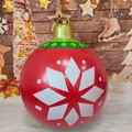Red inflatable Christmas ball with white snowflakes and LED light for outdoor decor - Pearly Maple Leaf