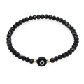 Bracelet œil porte-bonheur à perles noires facettées et détails dorés élégants - Noir