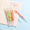 Regenboog gelpen met meerkleurige spiraalinkt en een transparante plastic huls - Fluorescerende Set - 6 stuks in doos