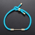 Adjustable royal blue woven DIY bracelet with gold cylinder bar and sliding knot clasp - Blue
