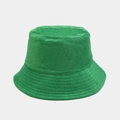 Close-up of bright green terry cloth bucket hat showing soft texture and quilted brim - M(56-58cm) / Green