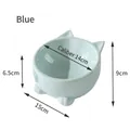 Blue ceramic cat ear bowl with tilted design for neck protection and 14cm diameter - Low Style Cat Bowl / Blue