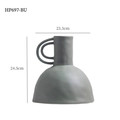 Minimalist grey-blue ceramic vase with textured surface and double ring handles - HP697-BU Blue Gray