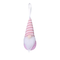 Pink and white striped Christmas gnome ornament with soft beard and white hanging ribbon - Pink White Striped Hat