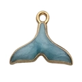 Blue whale tail charm with gold metal frame for DIY jewelry and keychains - Blue Mermaid Tail