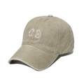 Detailed close-up of khaki washed cotton baseball cap with cute penguin embroidery - 56cm-60cm / Khaki