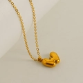 Minimalist gold bubble letter W pendant necklace with 18K gold plated cable chain - Letter W