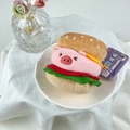 Detail view of cute plush pig burger keychain with layered sandwich design for bag charm - Burger Pig / Approx. 8cm