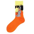 Chaussettes créatives orange et jaunes avec peinture à l'huile pop art et dessin - Taille unique / Motif 23/Personnage de dessin animé