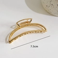 7.5cm gold hollow semicircular metal hair claw clip with polished alloy finish - Crescent Moon