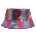 Chapeau bob arc-en-ciel métallique avec finition holographique et bord surpiqué - L (58-60cm) / Dégradé Holographique Bleu Violet Jaune (2#)