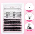 Macro detail of D-curl DIY eyelash extensions with mixed lengths from 5mm to 16mm - DIY-TZ016 Large Capacity 16 Rows Without Tools