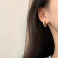 Minimalist golden teardrop hoop earrings featuring a sleek metallic polished finish - Gold Chunky Ear Buckle