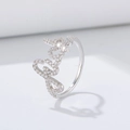 S925 sterling silver letter ring with micro-pave cubic zirconia in white gold finish - US 5 / Silver