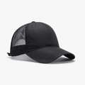 Classic black trucker hat with breathable mesh back and quick-dry textured front panels - Adjustable / Black