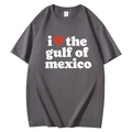 T-shirt en coton gris foncé avec imprimé graphique I Love the Gulf of Mexico sur le devant - Gris clair