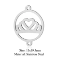 Silver crown heart stainless steel pendant 15x19.5mm DIY jewelry accessory link - Crown Heart (5 Pcs/Pack) / Silver