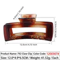 12cm large square hollow hair claw clip in tortoiseshell resin with amber gradients - Tortoise