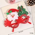 Sparkly red Christmas glasses frame with plush Santa and festive tree ornaments - Snowman