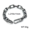 Pulsera de cadena industrial para hombre en plata mate con cierre de resorte seguro - Pulsera Negro Mate (KB144720-KFC)