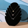 Three layer necklace set with butterfly and tulip charms on black velvet display stand - 28*20cm / Black
