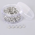 Silver ball stud earring posts with loop for DIY jewelry making in plastic storage box - 5x13mm White K Half Ball Earring Studs with Loop approx 200pcs