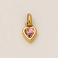 Titanium steel gold heart pendant with pink gemstone for DIY jewelry and personalized gift - October Heart Birthstone Pendant Only (Without Chain) / Gold