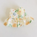 Weißes Puppenkleid mit Blumenmuster in Gelb und Grün für 17cm große Plüschfiguren - Passend für 17cm Puppe / Grün Blumenrock / Grünes Blumenmuster