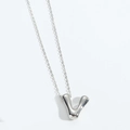 Polished silver balloon bubble letter V pendant necklace on a minimalist fine cable chain - Letter V