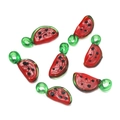 Handmade glass watermelon slice pendant charm with vibrant red and green colors - Glass Pendant-Watermelon