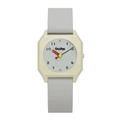 Modische beige achteckige Studentenuhr mit grauem Silikonarmband und weißem Zifferblatt - Graugrüner Rahmen / Grau