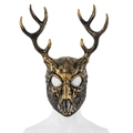 Antike Bronze-Hirschschädelmaske mit Geweih für Halloween- und COS-Kostüme - Vergoldete Bronze-Schafsknochenmaske