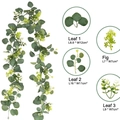 Artificial eucalyptus vine with varied leaf sizes and fruit clusters for home decor - Eucalyptus Thistle Vine