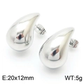 Polished silver teardrop earrings in hollow stainless steel, size 20x12mm, weight 5g - 20x12mm(KE112212-KFC)
