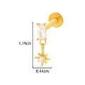 F136 Titan Labret Stecker in Gold mit Zirkonia Rechteck und Stern-Anhänger Design - Rechteckiger Stein mit Sternanhänger (T2536-1# Gold) / Gold
